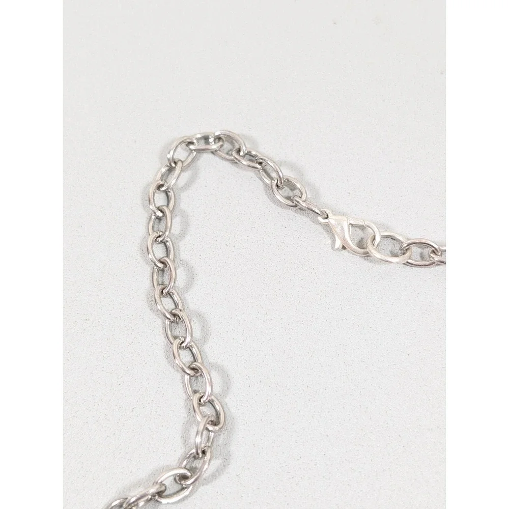 Beachy Coastal Green‎ Glass Stone Bead Layer Silver Tone Chain Necklace 19 in